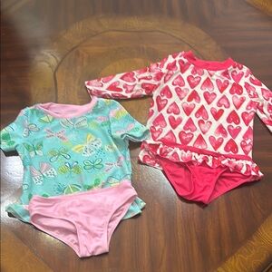 Floatimini Pink and Red Rashguard Swim Set